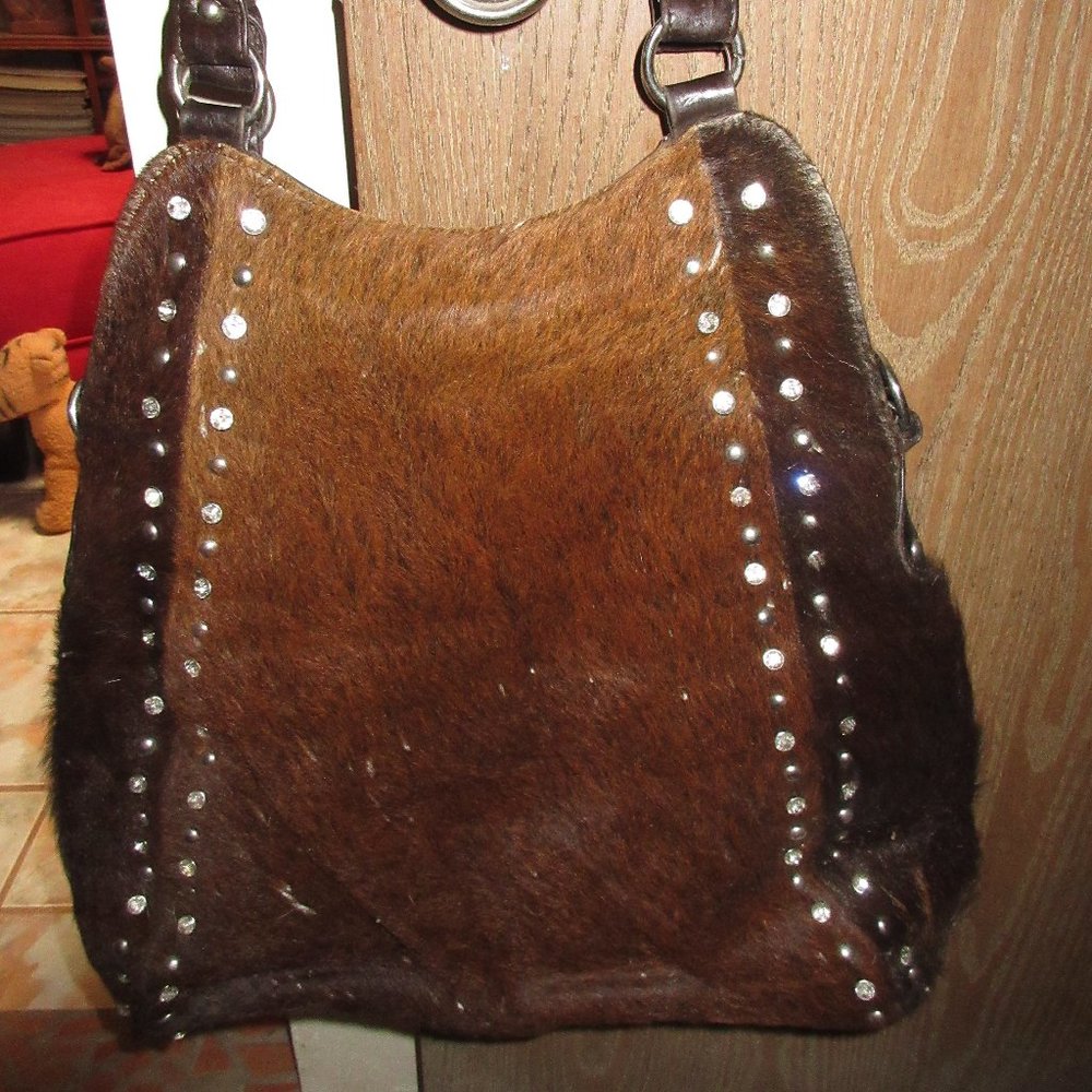 Oversized Brown COWHIDE Leather Shoulder Strap Hand Bag Purse Tote Hobo Travel